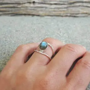 Blue labradorite fine ring