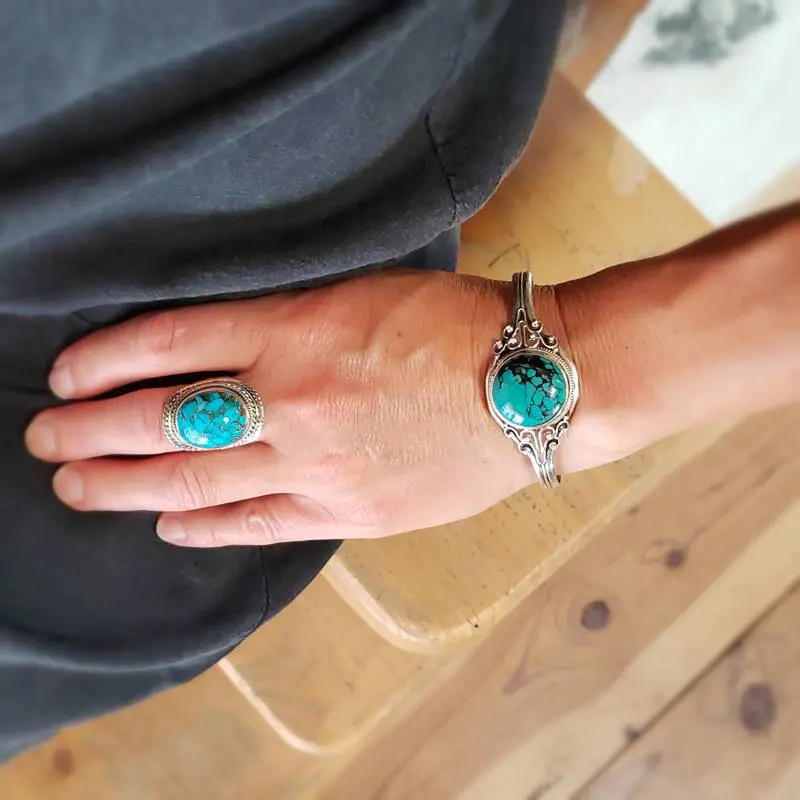 COURAGE zilveren turquoise armband