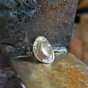 DOUCE silver rose quartz ring