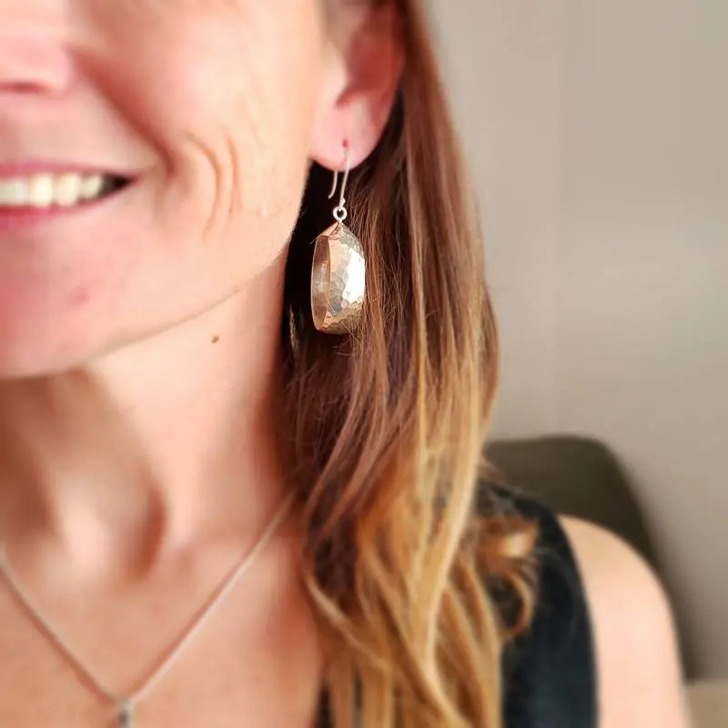 Hammered silver hoop earrings