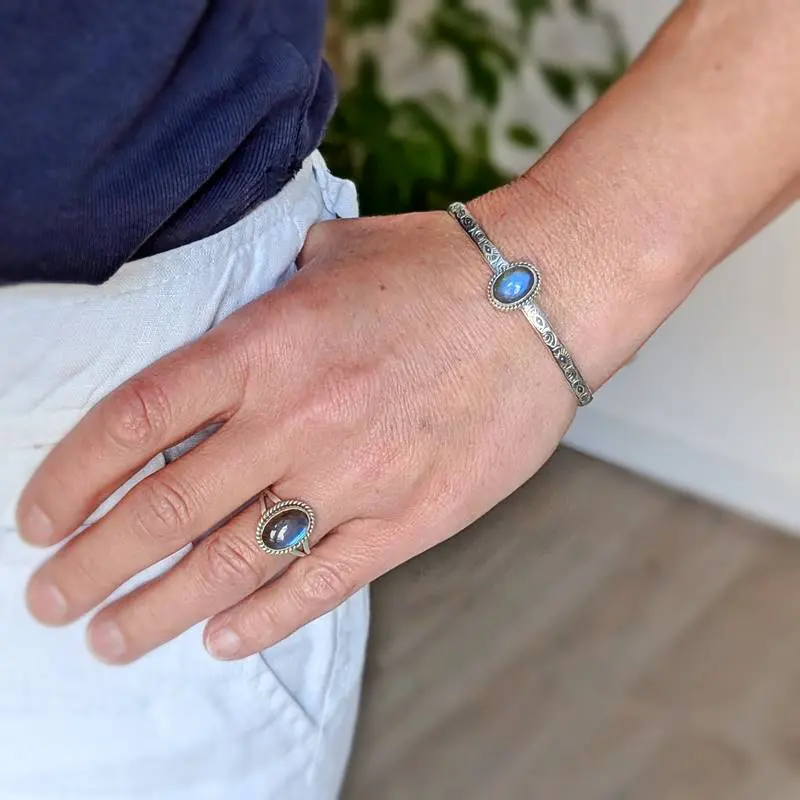 Blue labradorite bangle bracelet