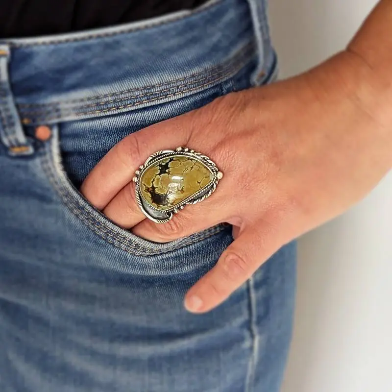 Bohemian silver and turquoise ring