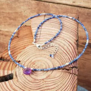 Collar BIZANTINO de sodalita y amatista