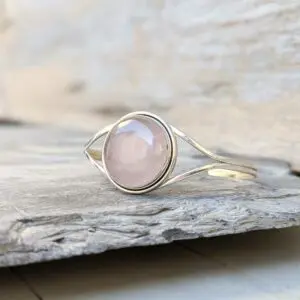 AMOS silver and rose quartz bracelet