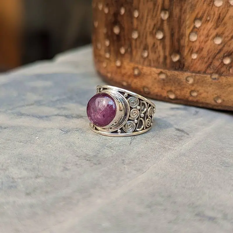 Bague argent et rubis indien