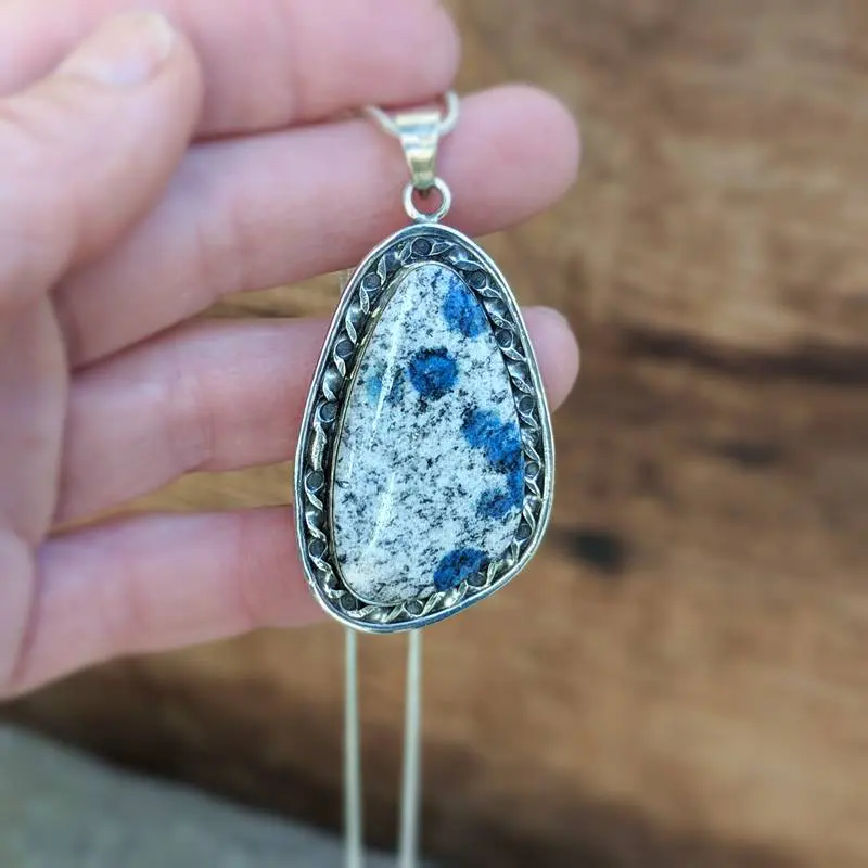 Large silver and K2 jasper pendant