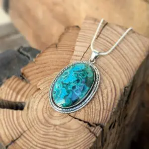 Large silver malachite pendant