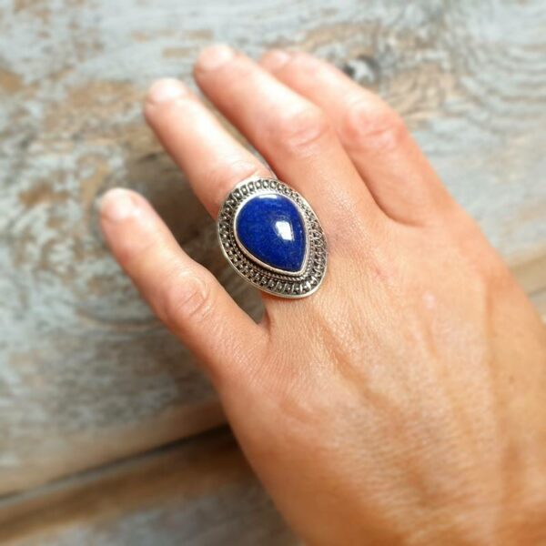 Sëlwer a lapis lazuli Ring