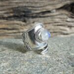 Bague pierre de lune argent ajustable