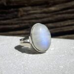 Silver moonstone ring