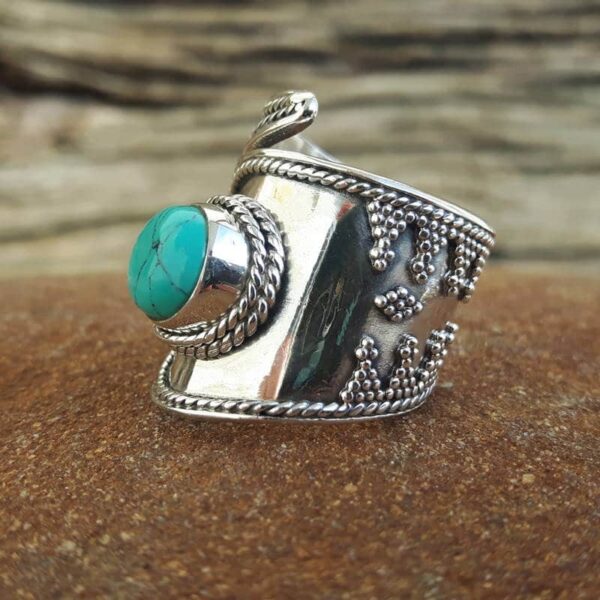 Adjustable wide turquoise ring