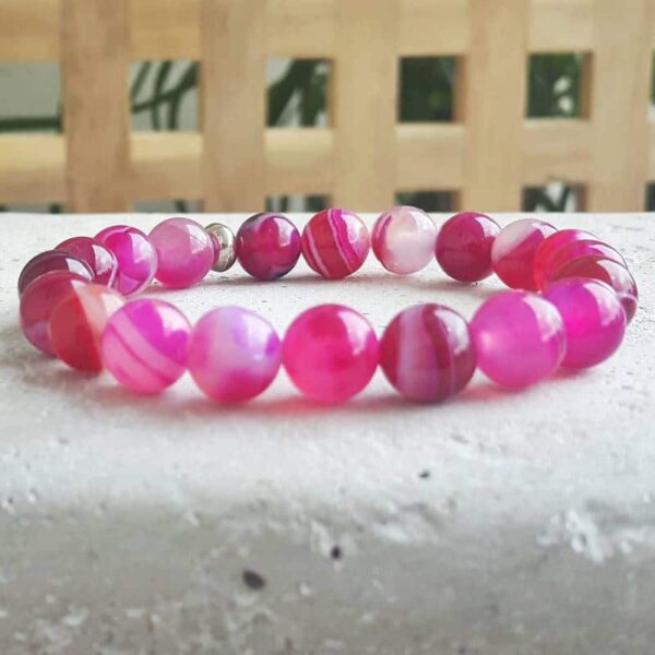 Bracelet en agate rose fushia