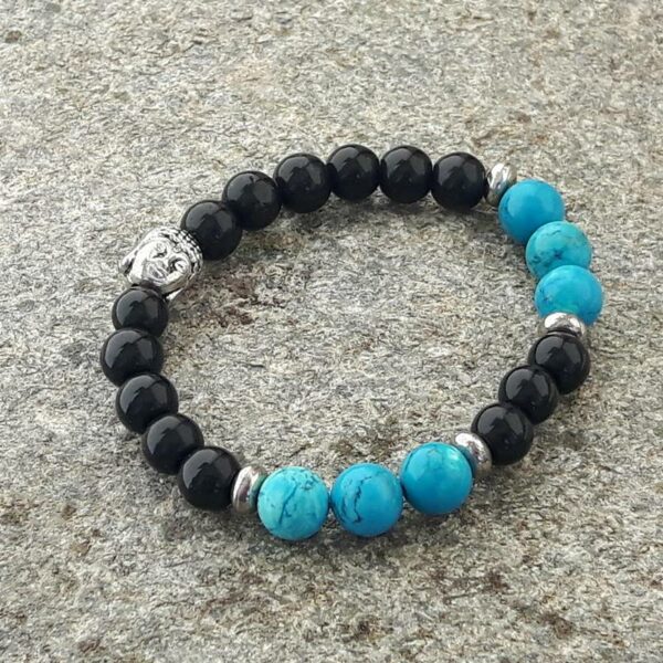 YIN YANG bracelet in onyx and turquoise