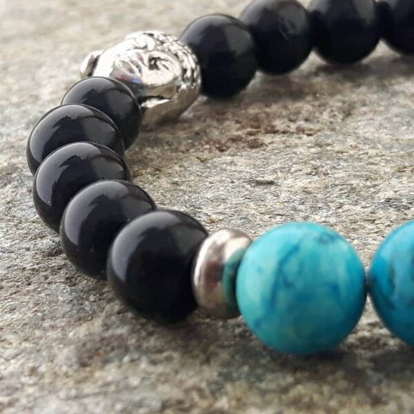 YIN YANG bracelet in onyx and turquoise
