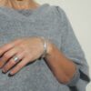 Bracelet demi-jonc argent massif martelé