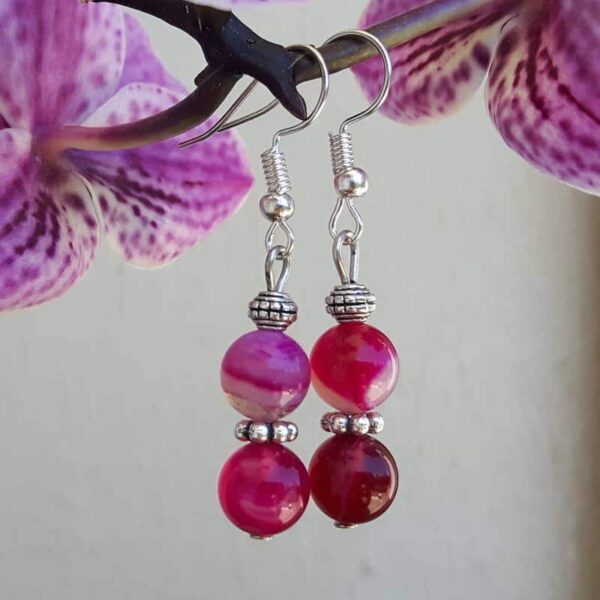 Boucles d'oreilles pendantes roses