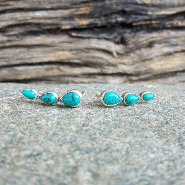 Earlobe turquoise oorbellen