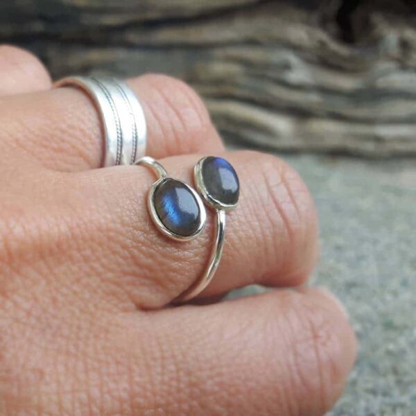 Adjustable labradorite fine ring