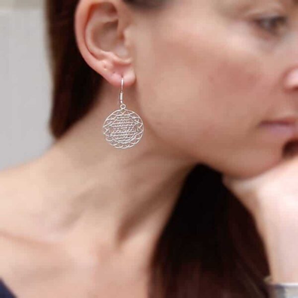 Silver mandala earrings