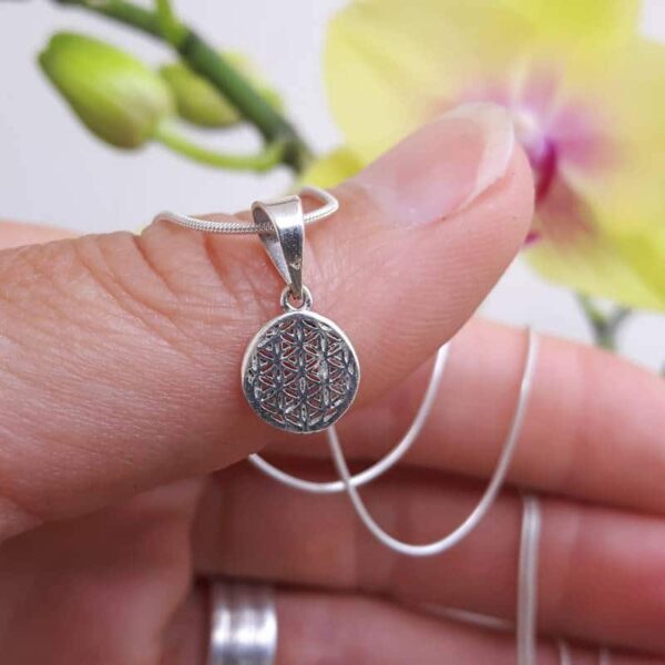 Pendant flower of life fine silver