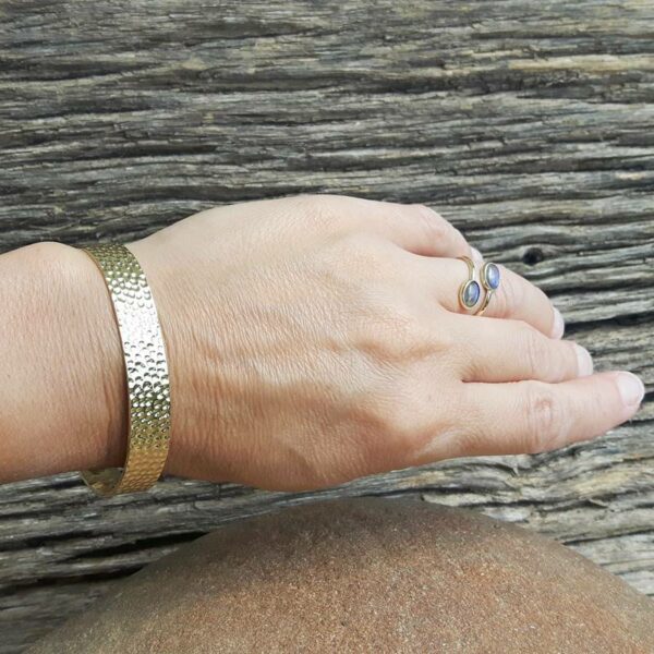 Golden hammered bangle bracelet