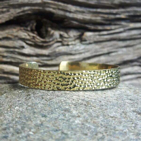 Golden hammered bangle bracelet