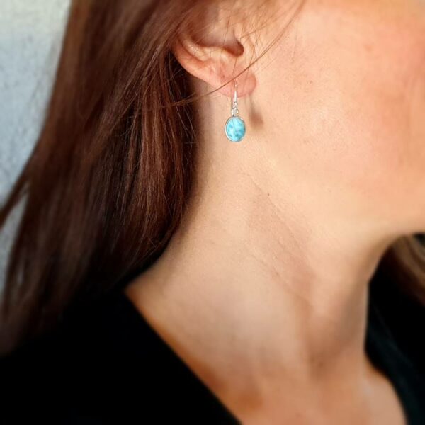 Boucles d'oreilles larimar argent