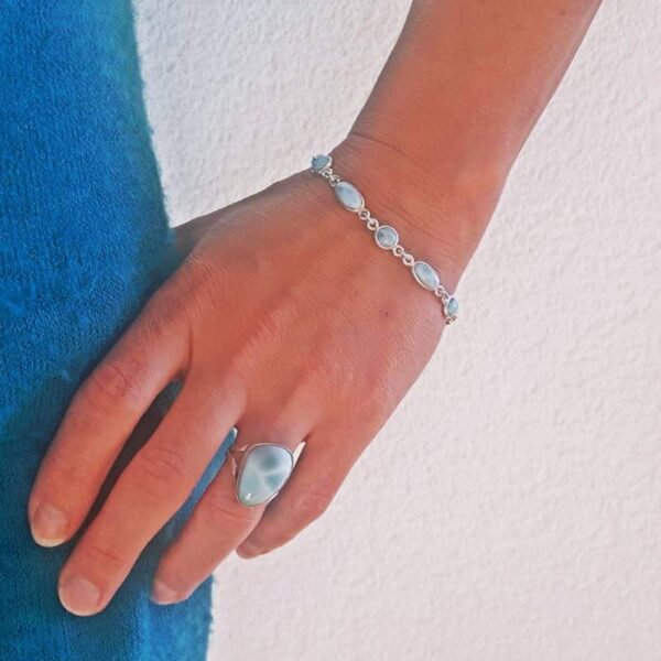 Bracciale in argento larimar TIT 'BALEINE