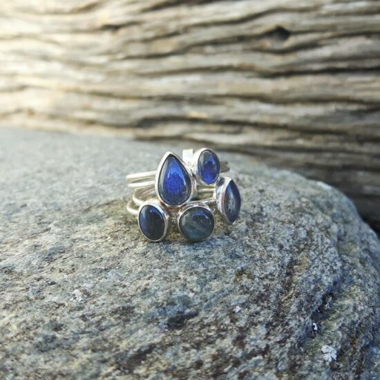 Bague anneaux multiples argent en labradorite