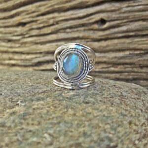 Anillo étnico labradorita azul