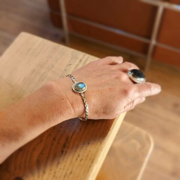 Blue labradorite bangle bracelet