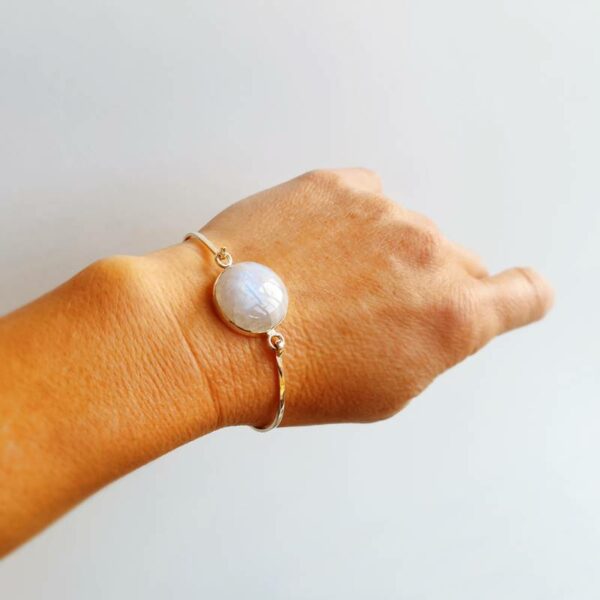 Bracelet jonc pierre de lune argent