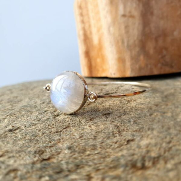 Bracelet jonc pierre de lune argent