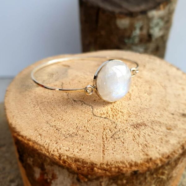 Bracelet jonc pierre de lune argent
