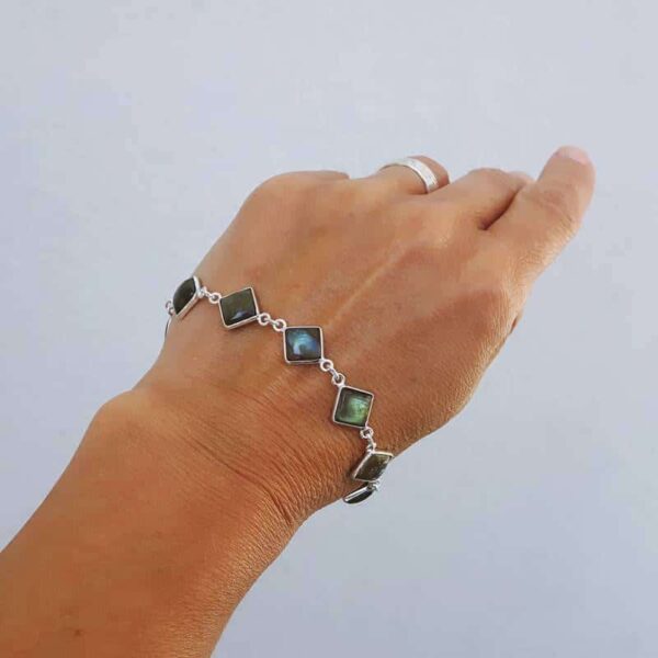 Bracciale in labradorite verde blu