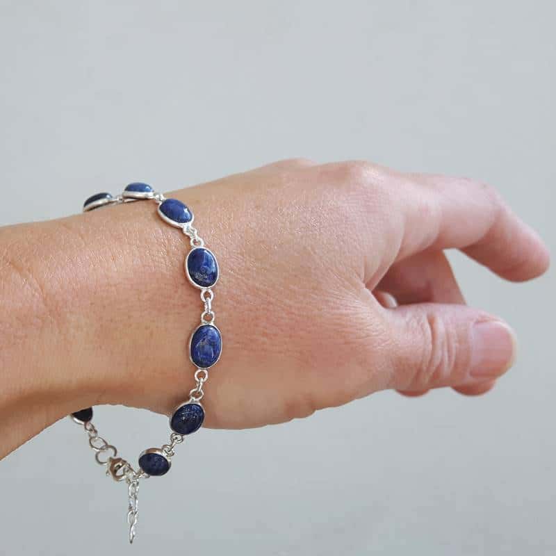 925 silver chain bracelet with Lapis Lazuli row  LAtelier dAmaya