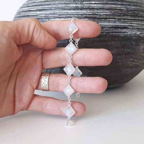 Bracelet pierre de lune losanges