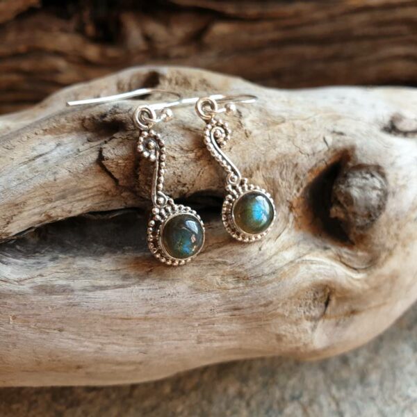 Boucles d'oreilles ethniques en labradorite