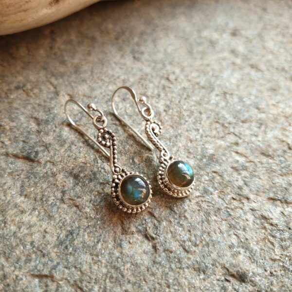 Boucles d'oreilles ethniques en labradorite