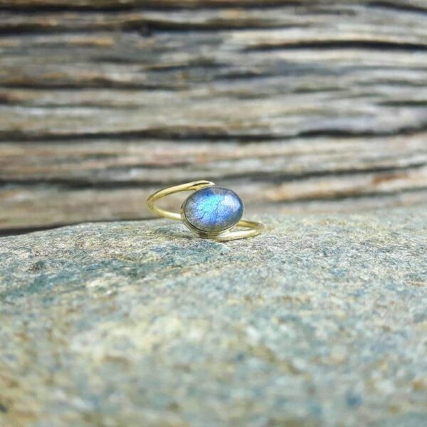 Anello dorato labradorite JANIS