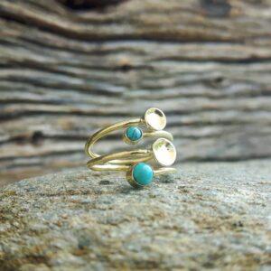 Bague turquoise mini pastilles