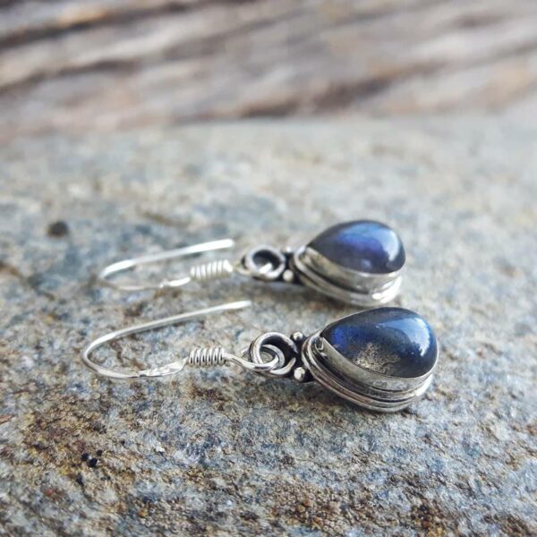 Boucles d'oreilles labradorite en argent