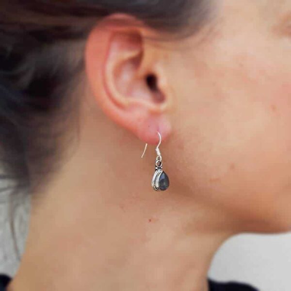 Boucles d'oreilles labradorite en argent