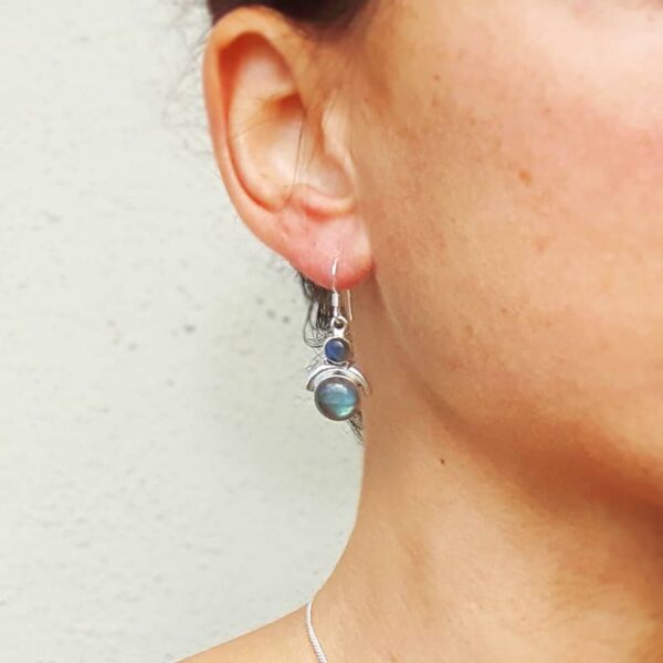 Boucles d'oreilles petites lunes labradorite