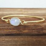 Bracelet jonc pierre de lune doré MIA