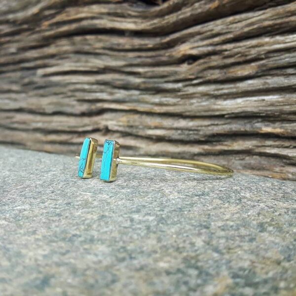 GEO gold turquoise open bangle