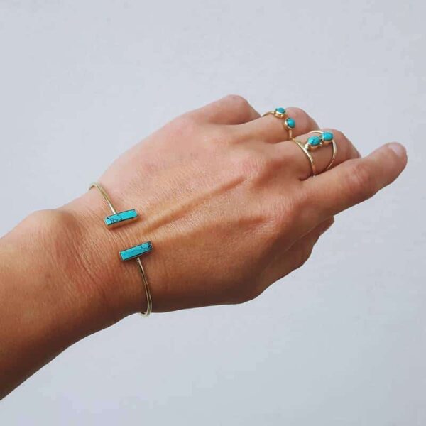 Jonc ouvert turquoise or GEO