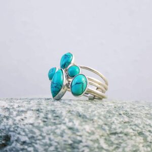 Anillos de anillos turquesa múltiple