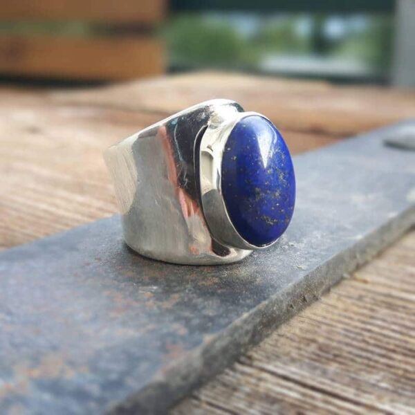 Verstelbare ring lapis lazuli zilver