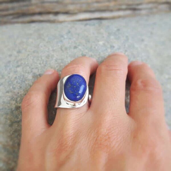 Bague ajustable lapis lazuli argent